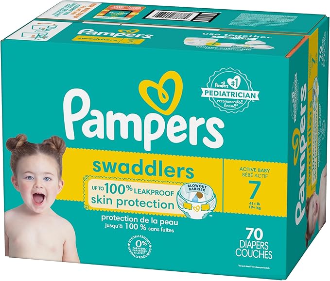 Pampers Baby Diapers - Swaddlers - Size 7, 70 Count, Ultra Absorbent Disposable Infant Diaper