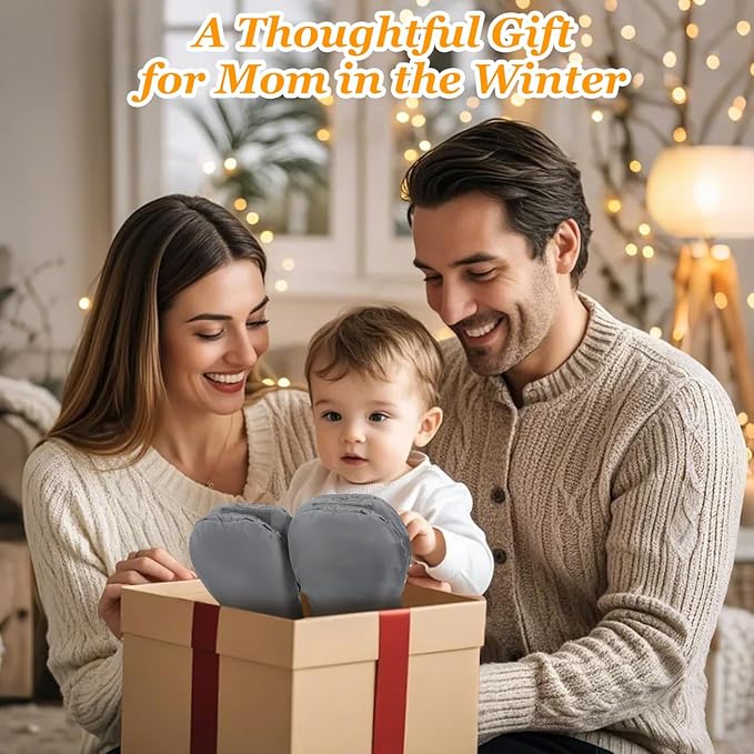 Zooawa Stroller Gloves, Universal Stroller Hand Muff with Warm Polar Fleece, Baby Stroller Gloves with Vel-cro Design, Waterproof and Snowproof Stroller Mittens for Stroller Accessories, Gray