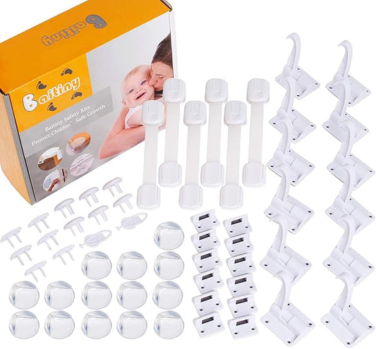 Baby Proof Kit, 58 Packs Baby Proofing Kit Essentials Child Proofing Appliance with Cabinet Locks, Corner Guards and Outlet Covers - All-in-one Super Value Child Proof Kit