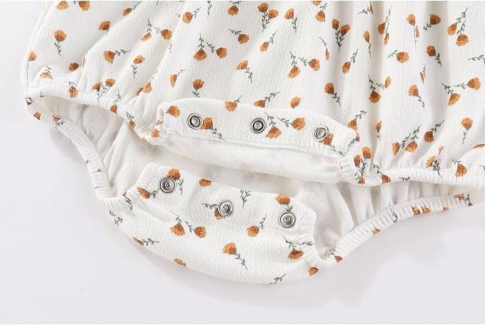 Baby Girl Clothes Cotton Bubble Romper Floral Bodysuits Infant Outfit Set