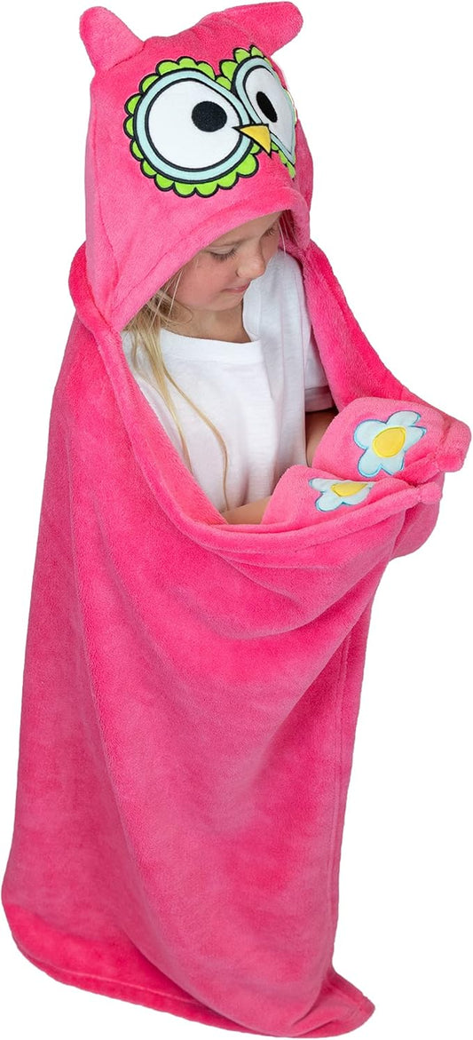 Lazy One Wearable Hooded Blanket for Kids, Animal Hooded Blanket (Owl)
