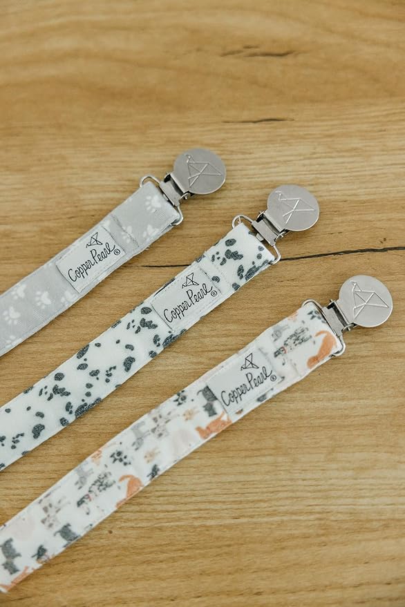 Copper Pearl Pacifier Clip 3-Pack: Premium Knit Binky Clips for Baby Girls and Boys - Stylish Stainless Steel Pacifier Holder Clip - Baby Pacifier Clips for No More Floor Drops - Rufus