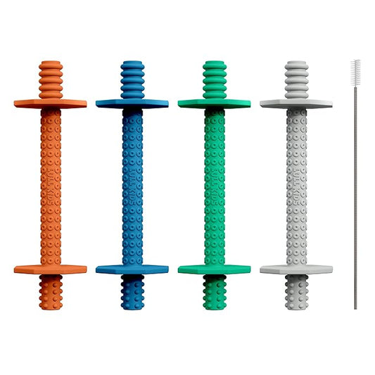 Silicone Baby Teethers 0-6 Months, Textured Baby Teething Toys 3-6 Months, Toddler Molar Teething Relief Sticks, Freezable Chew Straws for Babies 6-12 Month Girl Boy Infant (Autumn)