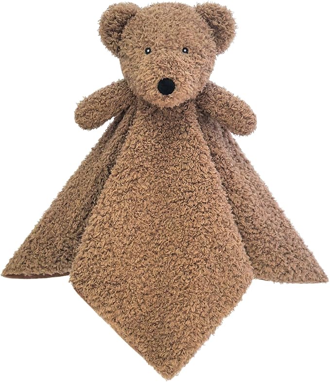 Baby Dark Brown Teddy Bear Soft Stuffed Animal Security Blanket, Plush Bear Character Lovey Blanket, Baby Shower/Nursery Gift, Newborn Infant Toddler Snuggle Blankie for Boys Girls, 18 Inches