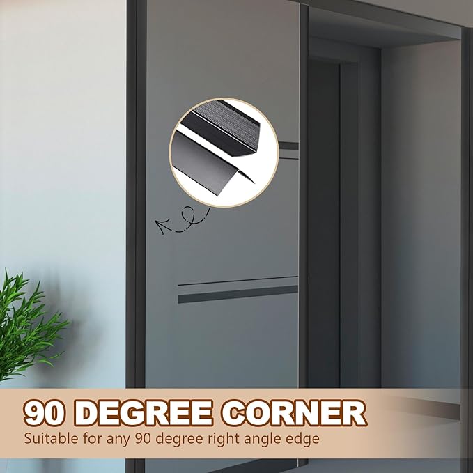 Therwen 30 Pcs Aluminum Alloy Metal Molding Corner Guards 48 x 1.2 x 1.2 Inches Wall Corner Guard Protectors with 90° Angle Door Frame Cabinet Baseboard Protector for Edge Wall Decoration(Black)
