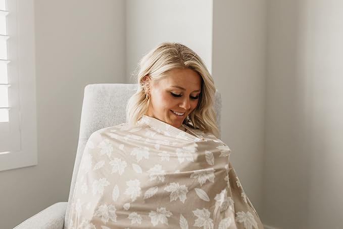 Copper Pearl Multi-Use Cover: Car Seat Covers, Nursing Cover, and Stroller Cover for Sun - Stretchy Fabric, All-Season Use, Stylish Designs, Easy Access for Moms - Oak