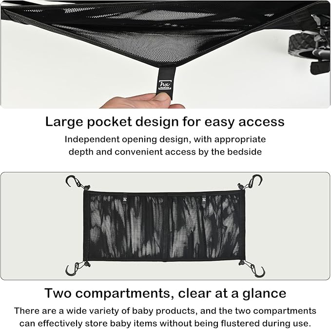 HX AURIZE Stroller Wagon Cargo Net and Organizer Wagon Accessories Compatible with WONDERFOLD All W-Series Models Black