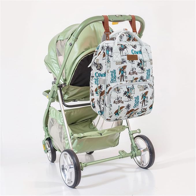 Montana West Wrangler Callie Diaper Bag Backpack with Stroller Straps Western Pattern Multifunction Baby Travel Bag WG2204-91102BG