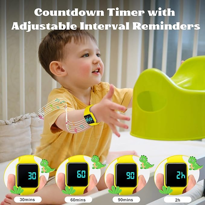 Toddler Potty Training Set – Potty Training Watch with Musical/Vibration Countdown Alerts, Fun Board Book, Progress Chart & Reward Stickers – Interactive Potty Training Kit for Kids Ages 2-6