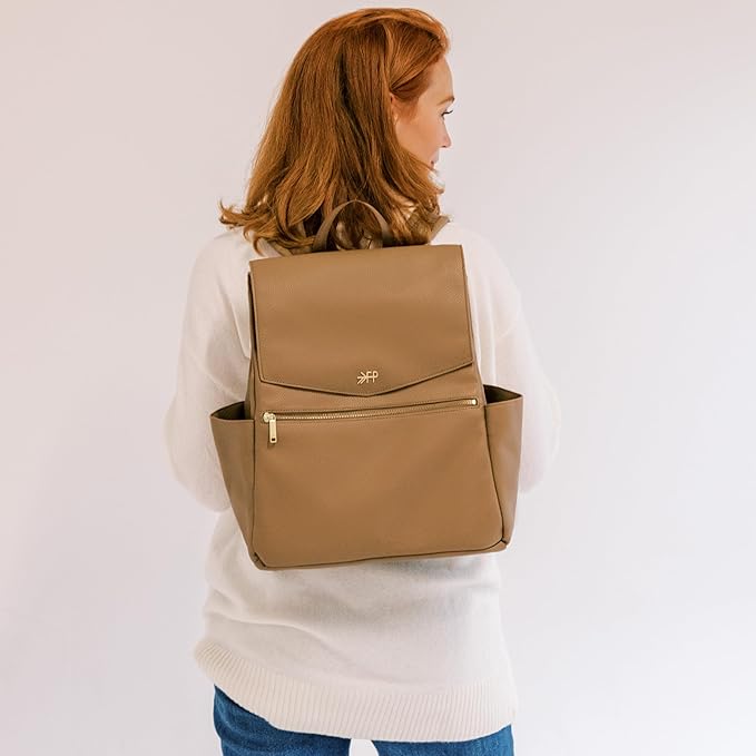 Freshly Picked Classic II Diaper Bag Backpack, Wipeable Vegan Leather With Changing Pad, Convertible (Toffee V2)