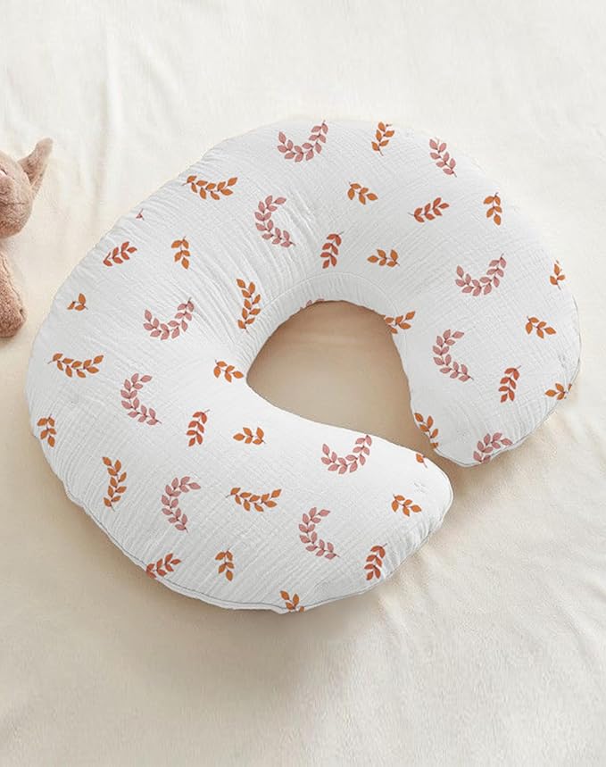 Nursing Pillow Covers, Muslin Nursing Cover for Breastfeeding Pillows, Comfortable for Baby Girls and Boys (Leaf)