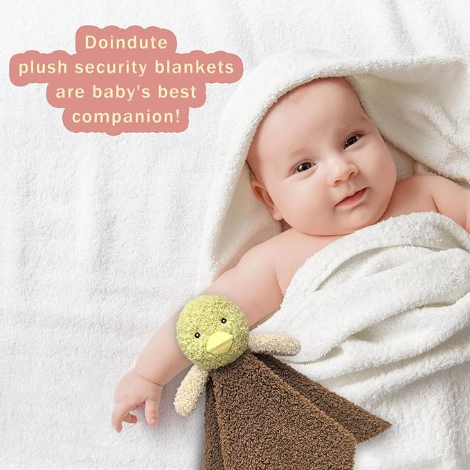 Baby Mallard Duck Soft Stuffed Animal Security Blanket, Plush Green Duck Character Lovey Blanket, Baby Shower/Nursery Gift, Newborn Infant Toddler Snuggle Blankie for Girls Boys, 14 Inches