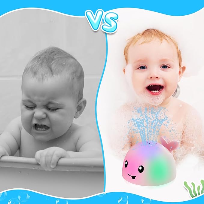 Baby Girl Bath Toys, Toddler Bath Toys for Kids Ages 1-3, Light Up Whale Bath Toy Sprinkler, Pool Water Table Infant Baby Toy 6-12-18 Months Bathtub Fountain Toy Girls 1st Birthday 1 2 3 Gifts