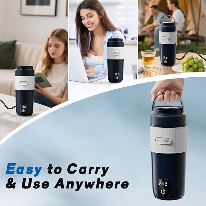 Portable Bottle Warmer for Travel, 13.5oz Personal Bottle Warmer with 4 Temperature Settings, Leak-Proof Design Small Bottle Warmer for Water, 110V-120V Plug in