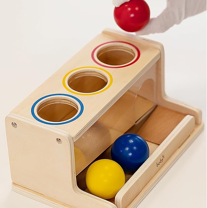 Dailyfunn Montessori Toys Object Permanence Box, Ball Tracker Drop Push Toy for Boy Girl Baby Toddler Kid Preschooler 1-3 Years Old