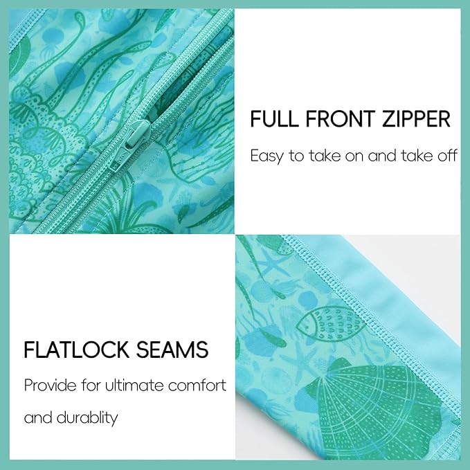 Baby Swimsuit UPF 50+ Sun Protection One Piece Zipper Beach Swimwear for Little Boys Girls Toddler