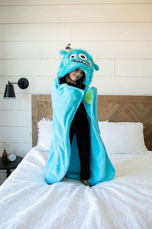 Lazy One Wearable Hooded Blanket for Kids, Animal Hooded Blanket (Monster)