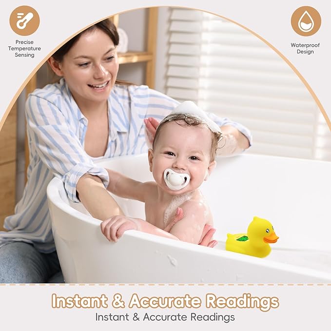 b&h Rechargeable Baby Bath Thermometer, Digital Floating Shower Thermometer for Infant Bathtub and Room, Upgraded Turn Off Function, Fast Temperature Reading, Safety Newborn Bath Time Toy (Baby Duck)