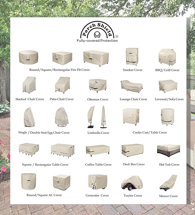 Porch Shield Patio Umbrella Cover - Outdoor Waterproof Garden Market Parasol Covers Fits Market Umbrella 7-10 Feet, Beige