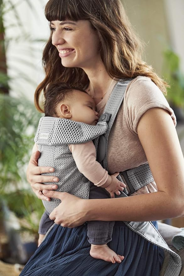 BabyBjörn Baby Carrier Mini, Gray, 3D Mesh | Newborn Carrier (7-25 lbs), Ergonomic, Easy-to-Use