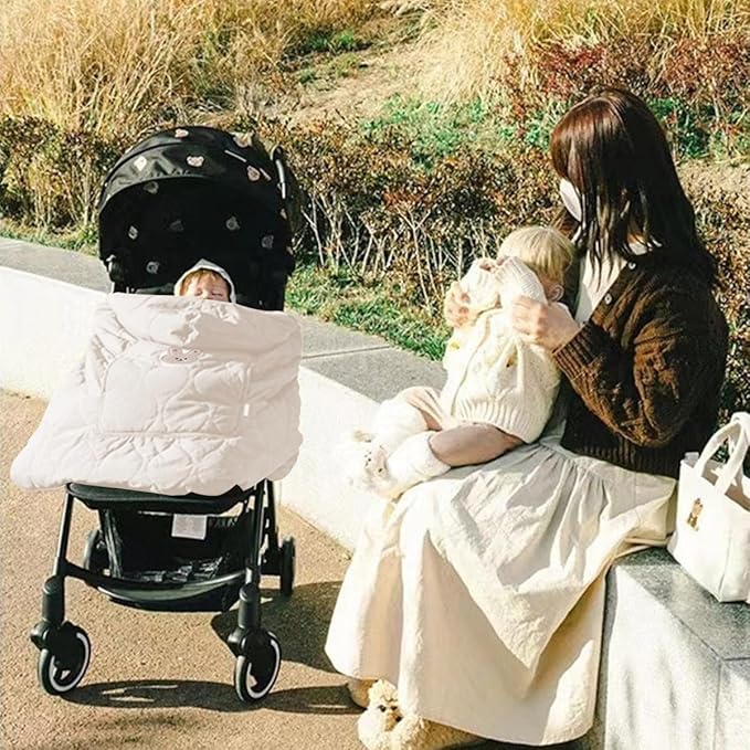 Winter Baby Carrier Cover Stroller Cover -Warm Thicker Hooded Stretchy Cloak Hooded Reversible, Cloak Kangaroo Hoodie for Mom Baby, Suit for All Seasons-Beige