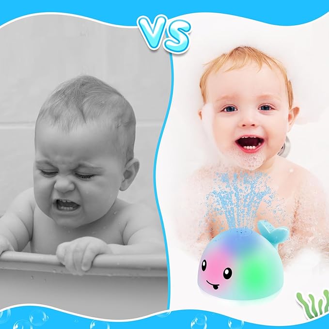 Baby Boy Bath Toys, Toddler Bath Toys for Kids Ages 1-3, Light Up Whale Bath Toy Sprinkler, Pool Water Table Infant Baby Toys 6-12-18 Months, Bathtub Fountain Toy Boys 1st Birthday 1 2 3 Gifts