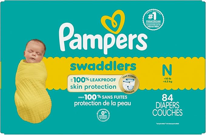 Pampers Baby Diapers - Swaddlers - Size 0, 84 Count, Ultra Absorbent Disposable Newborn Diaper