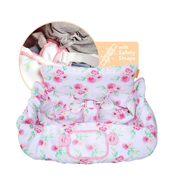 2-in-1 Cushy High Chair Cover and Shopping Cart Cover for Baby, Comfortable Cover for Grocery Cart, Universal Fit Cart Cover for Babies, Includes Storage Pouch - Full Bloom