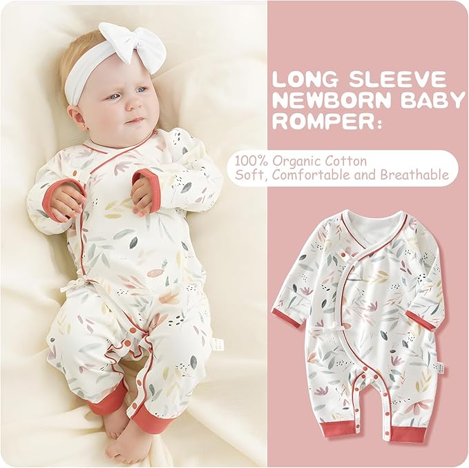 100% Organic Cotton Soft 0-6 Months 2-Piece Unisex Footless Newborn Baby Sleepers Pajamas Romper Boys Girls