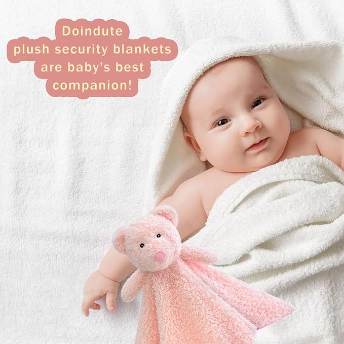 Baby Pink Teddy Bear Soft Stuffed Animal Security Blanket, Plush Bear Character Lovey Blanket, Baby Shower/Nursery Gift, Newborn Infant Toddler Snuggle Blankie for Boys Girls, 18 Inches