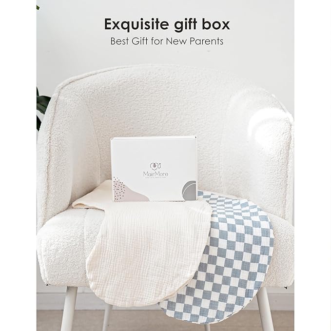 2-Pack Muslin Nursing Pillow Covers, Breathable 100% Cotton Breastfeeding Pillow Slipcovers for Standard Nursing Pillows, Soft Covers for Baby Girls and Boys with Zipper