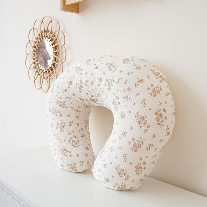 Konssy Muslin Nursing Pillow Covers, 100% Cotton Soft & Adorable Covers for Breastfeeding Pillows, Slipcovers for Newborn Baby Boys & Girls