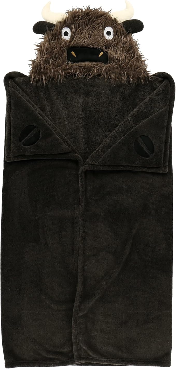 Lazy One Wearable Hooded Blanket for Kids, Animal Hooded Blanket (Buffalo)