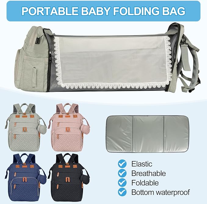 large diaper bag backpack,baby bag with changing station for Boys Girls,Multifunctional Diaper Bag,Mommy Bag With USB Charging Port(grey)