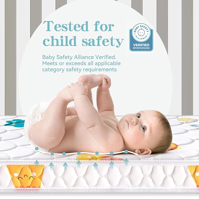 Premium Dual-Sided Baby Crib Mattress and Toddler Mattress - 52" x 27.6" x 5" - Breathable - Firm Soft - Fits Standard Cribs and Toddler Beds