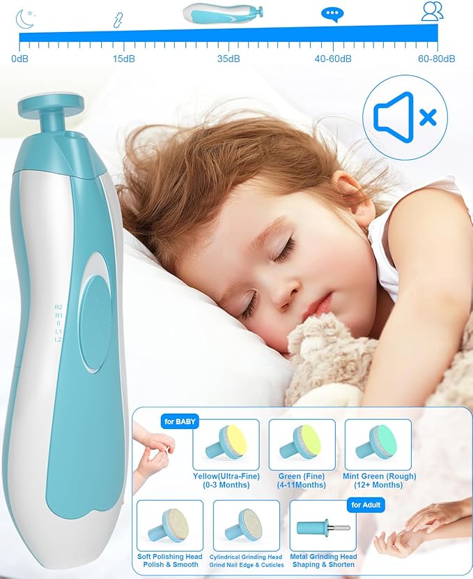 OTTOLIVES Baby Healthcare and Grooming Kit, 24 in 1 Baby Electric Nail Trimmer Set Newborn Nursery Health Care Set for Newborn Infant Toddlers Baby Boys Girls Kids Haircut Tools (0-3 Years+) (Blue)