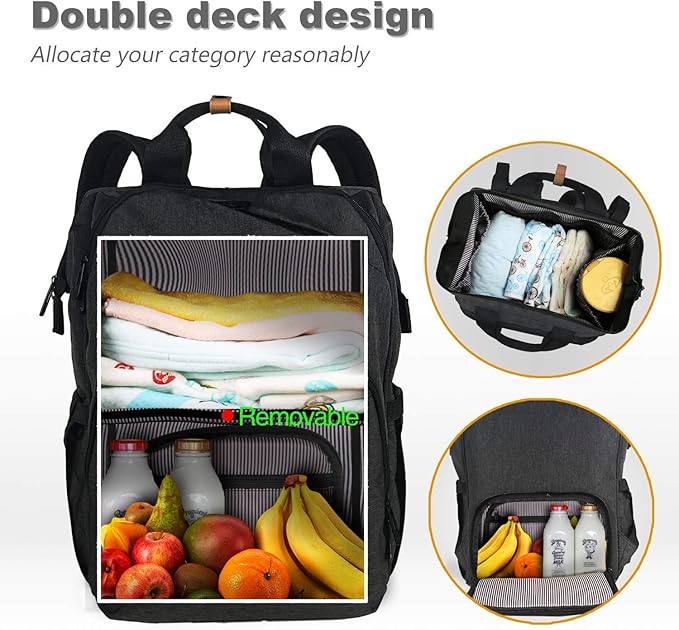 Hap Tim Diaper Bag Backpack,Large Capacity Travel Back Pack Maternity Baby Nappy Changing Bags, Double Compartments with Stroller Straps,Waterproof,Black (US7340-DG)