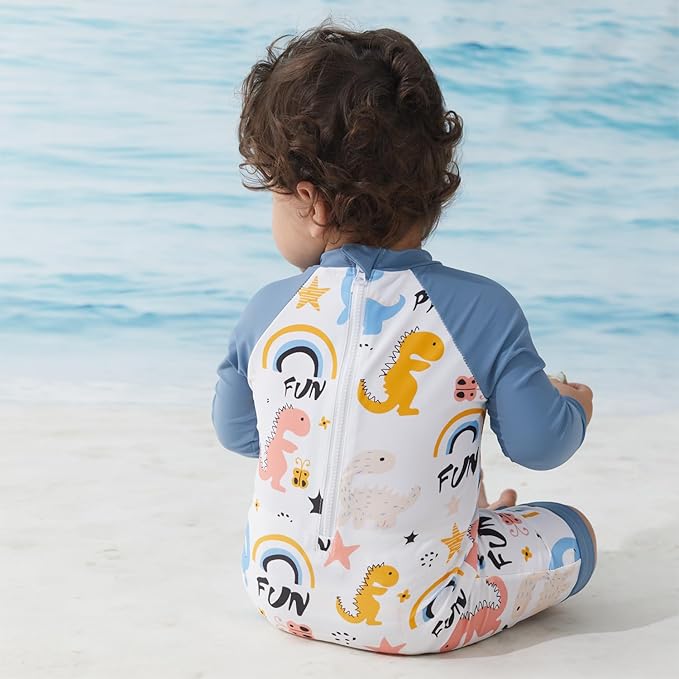 UMELOK Baby Boys UPF 50+ Sun Protection One Piece Rashguard Swimsuit with Snap Bottom