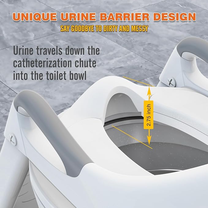 Potty Training Seat, SKYROKU 8868 Upgrade Toddler Toilet Seat for Kids Boys Girls, 2 in 1 Potty Training Toilet, Splash Guard Anti-Slip Pad Step Stool,New Sector-Shape Stabilized Base (Grey)