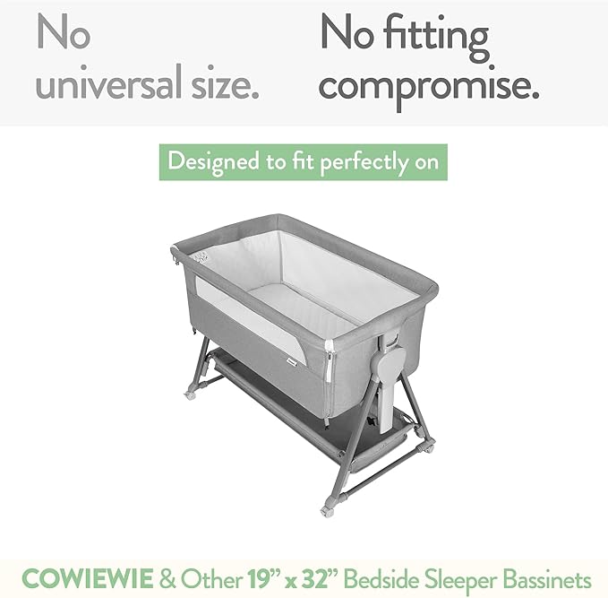 Joey + Joan Bassinet Fitted Sheets 19" x 32" for Cowiewie Bedside Sleeper Bassinet Mattress Pad – Snuggly Soft 100% Jersey Cotton – Pale Pink + Lilac – 2 Pack