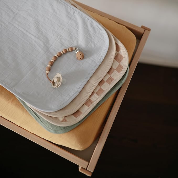 mushie Waterproof Changing Pad Liners | 100% Organic Cotton | Set of 3 (Blush Combo)