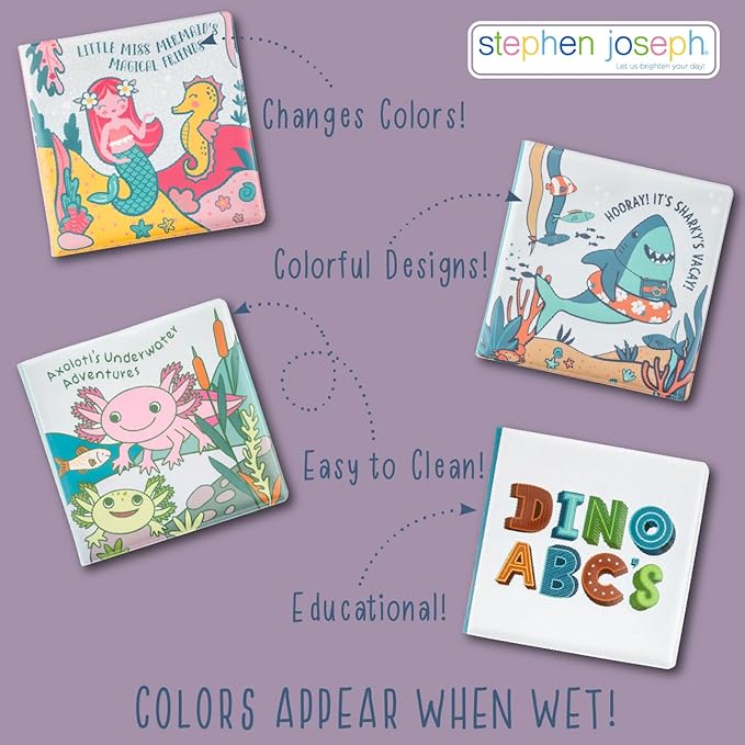 Stephen Joseph, Floating Color Changing Bathtime Book, Toddler Bath Toys, Mermaid