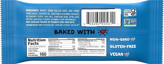 Bobo's Fig Bar (30, Blueberry), Soft Baked, Non-GMO, Vegan, Snack Bar, Gluten Free