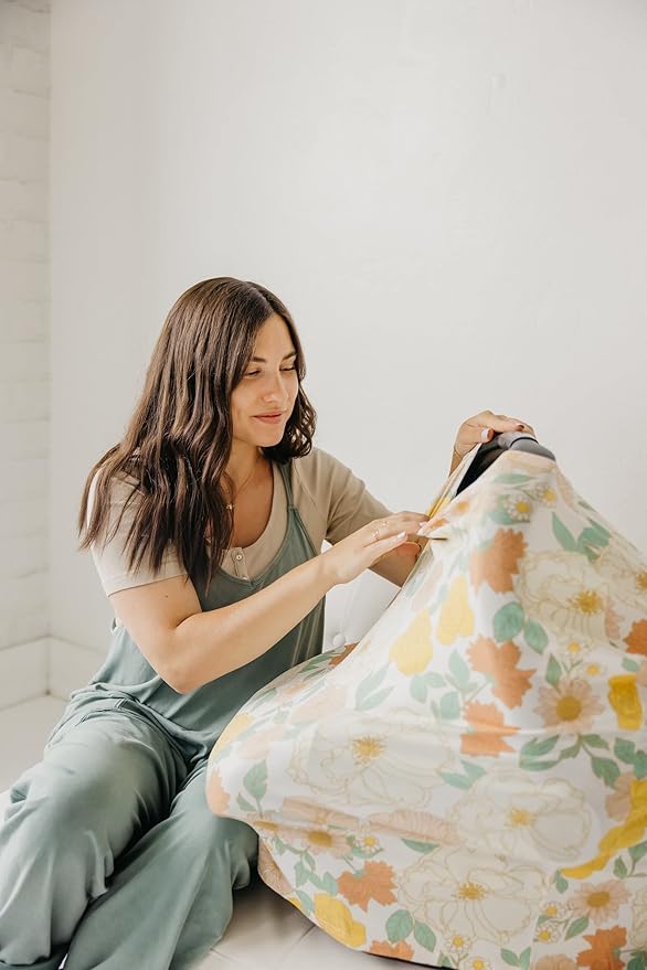 Copper Pearl Multi-Use Cover: Car Seat Covers, Nursing Cover, and Stroller Cover for Sun - Stretchy Fabric, All-Season Use, Stylish Designs, Easy Access for Moms - Rose