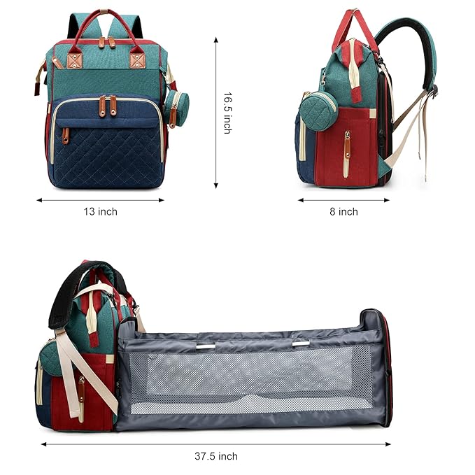 Diaper Bag with Changing Station, Waterproof Baby Bags for Boys & Girls, USB Charging Port for Parents, Must-Have Baby Essentials & Lovely Baby Shower Gifts, RGB