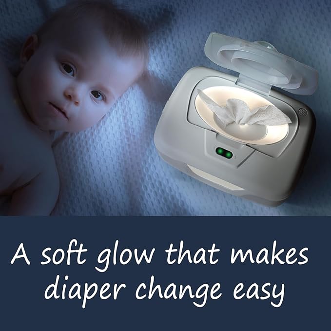 Baby Wet Wipe Warmer and Wet Wipe Dispenser, Advanced Features - 4 Bright Auto Off LED Ample Lights for Nighttime Changes, Dual Heat for Baby's Comfort, Improved Design and Only at Amazon