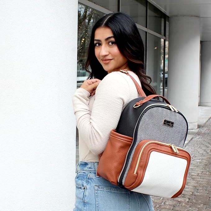 Itzy Ritzy Unisex Baby Mini Plus Diaper Bag, Coffee & Cream