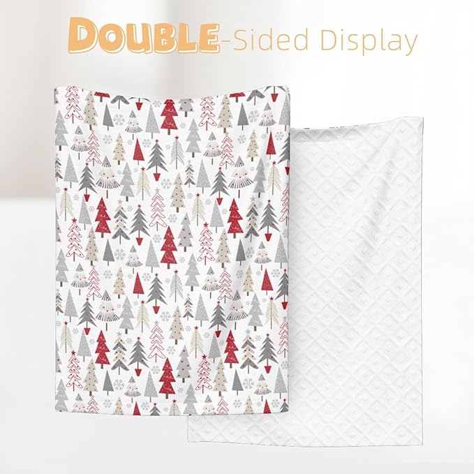 Baby Blanket Christmas Pine Tree White Winter for Boy Girl Newborn 30x40 Inch Toddler Infant Nursery Throw Blankets Double Layer Comfy Soft Plush Stroller Crib Quilt