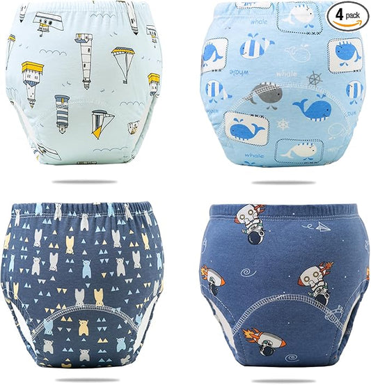 Upairy Training Pants Potty Training Underwear for Boys Girls,Toddler Potty Pants for 2T-5T,Soft Absorbent & Leak-Proof with Characters, 100% Cotton Washable (4PCS,M)