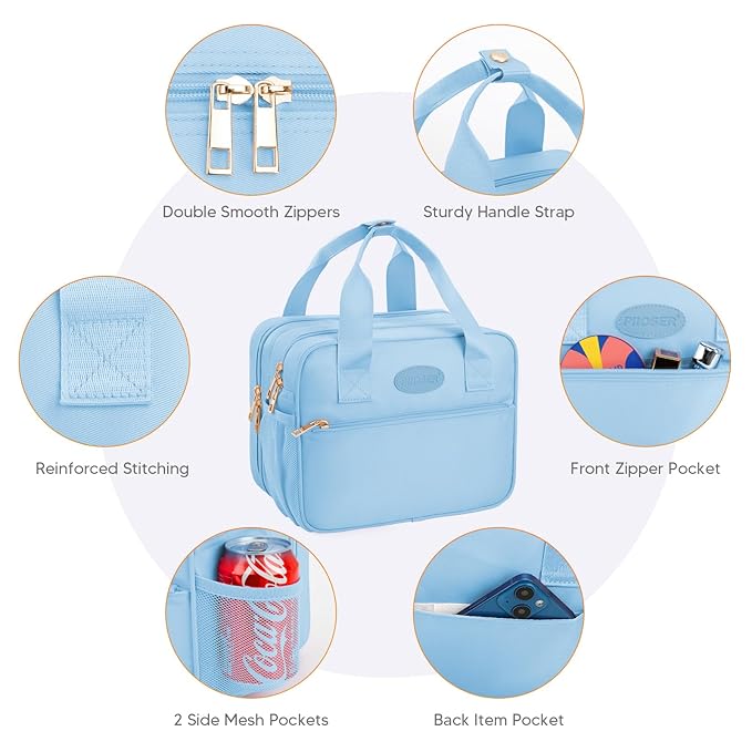 PIIOSER Breastmilk Cooler Bag with Ice Pack, Compatible with Wearable Breast Pumps & Accessories - Portable Pumps Carrying Case for Nursing & Working Moms, Blue